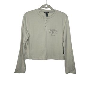 Forever 21 Courchevel France Ski Henley Long Sleeve Top Size L